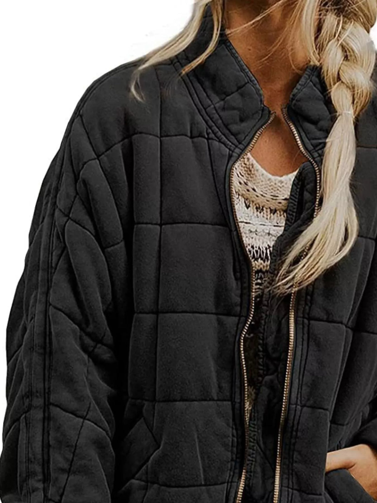 Quilted Zip Up Outerwear, view 4