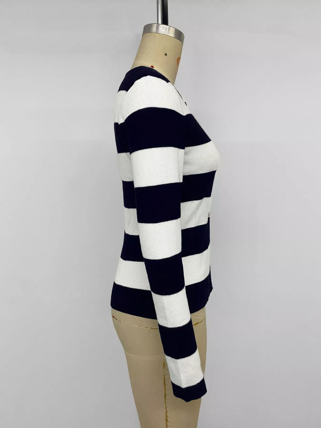 Striped Button-Down Knit Cardigan - Lilixa.store