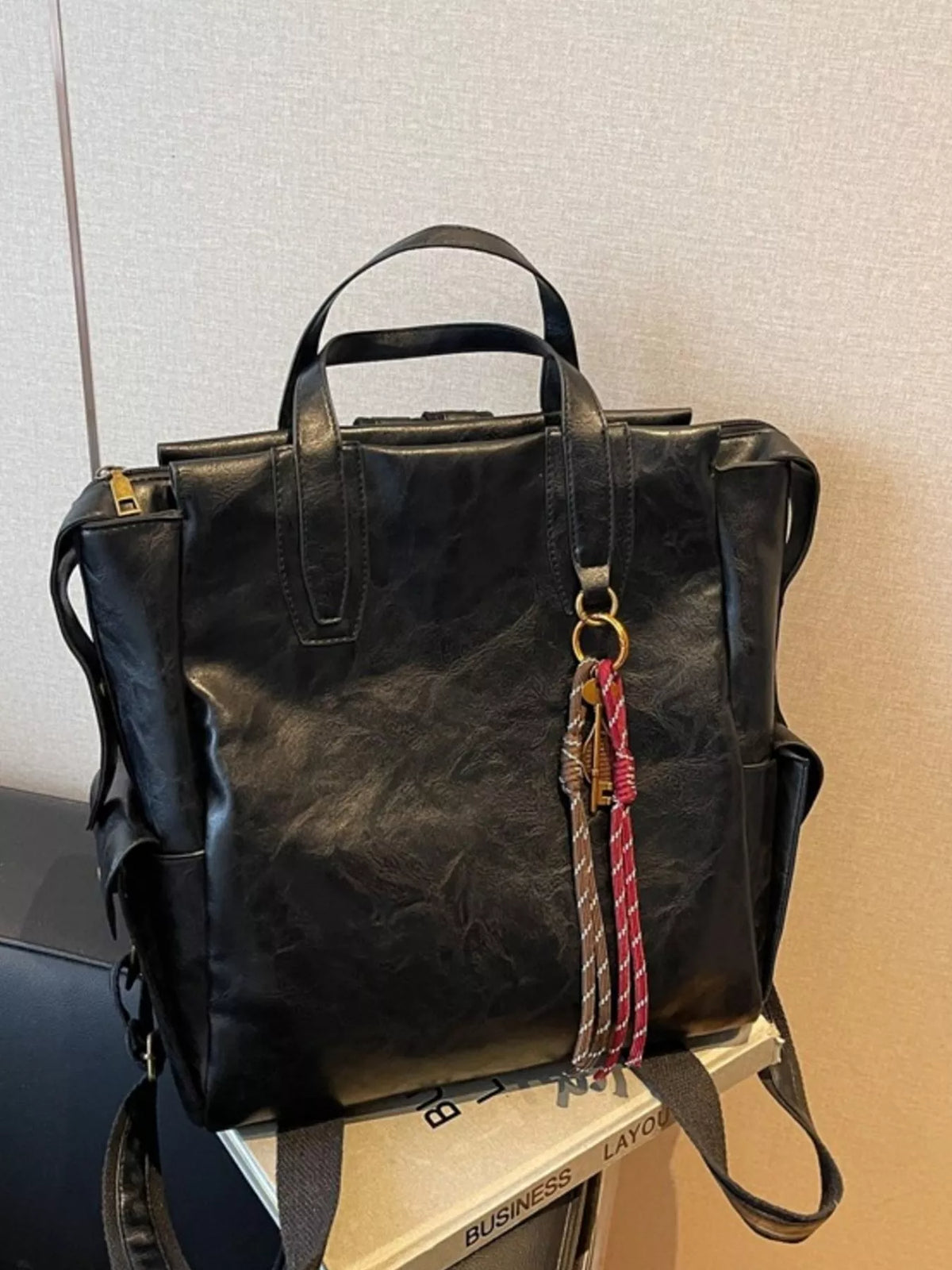 Vintage Leather Convertible Backpack Bag