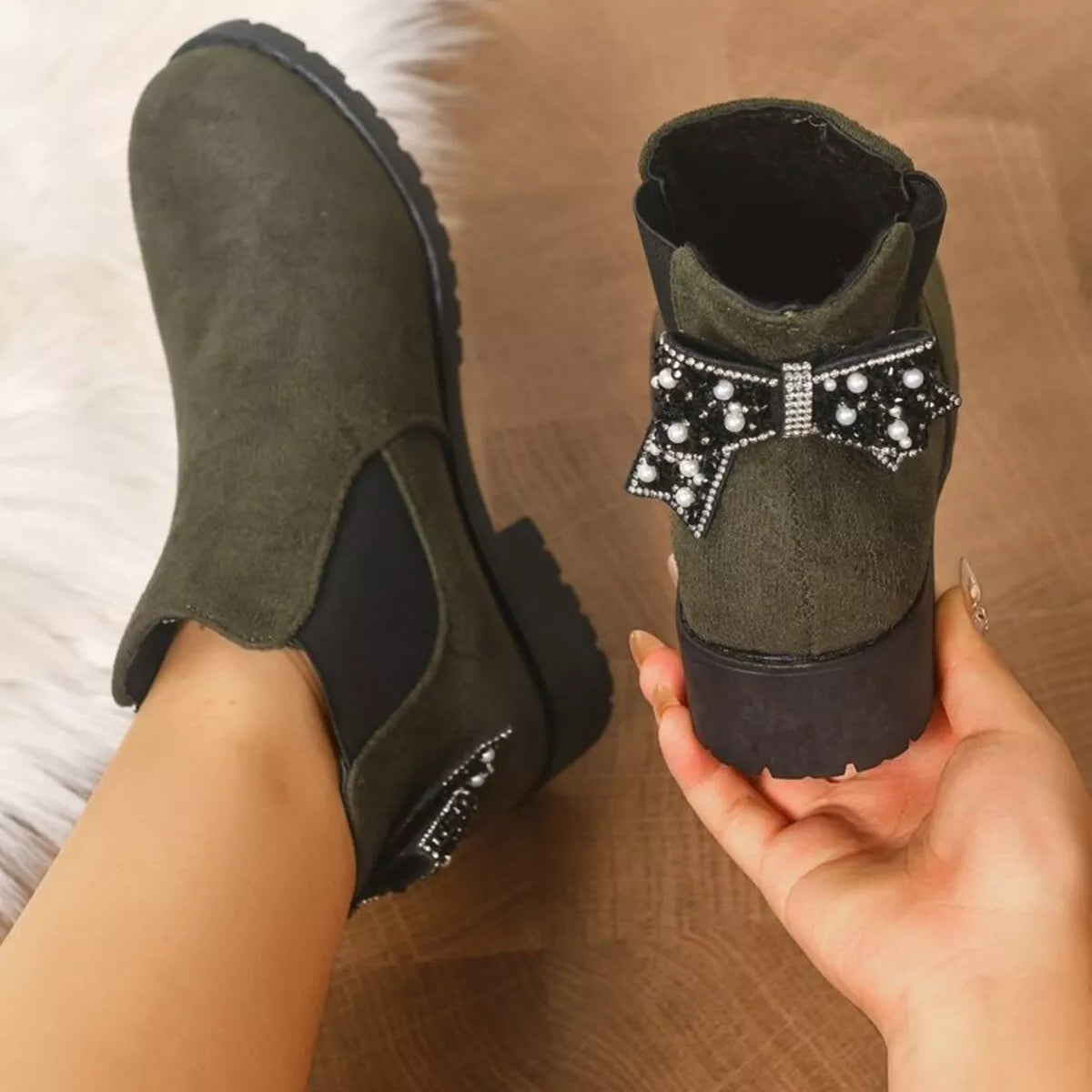 Round Toe Block Heels Boots - Lilixa.store