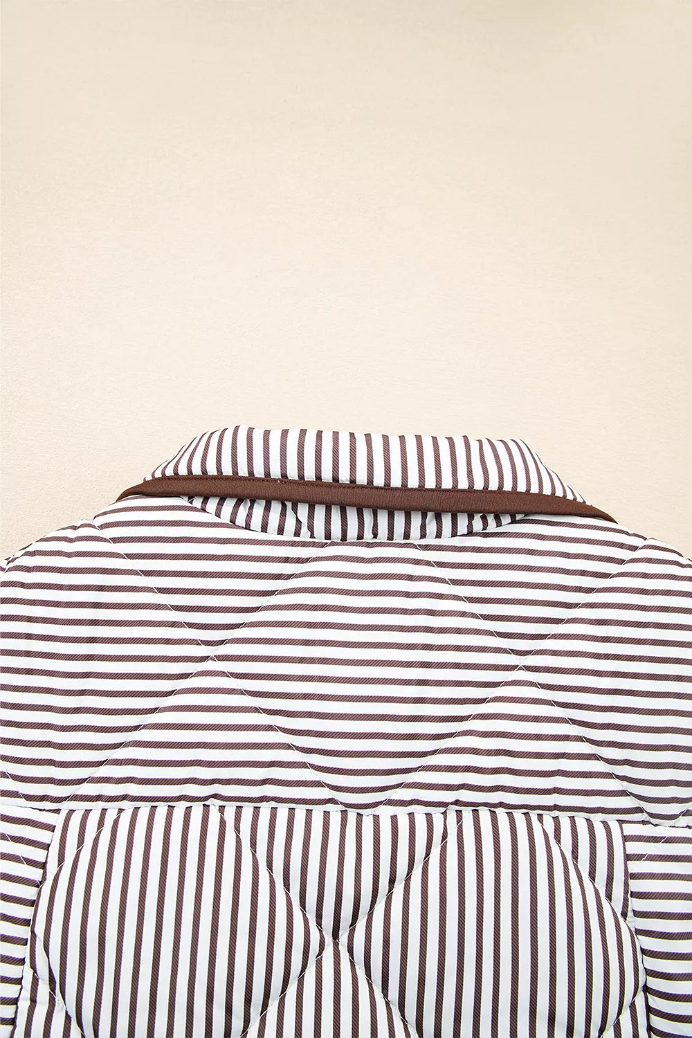 Stripe Quilted Wavy Hem Snap Button Vest - Lilixa.store