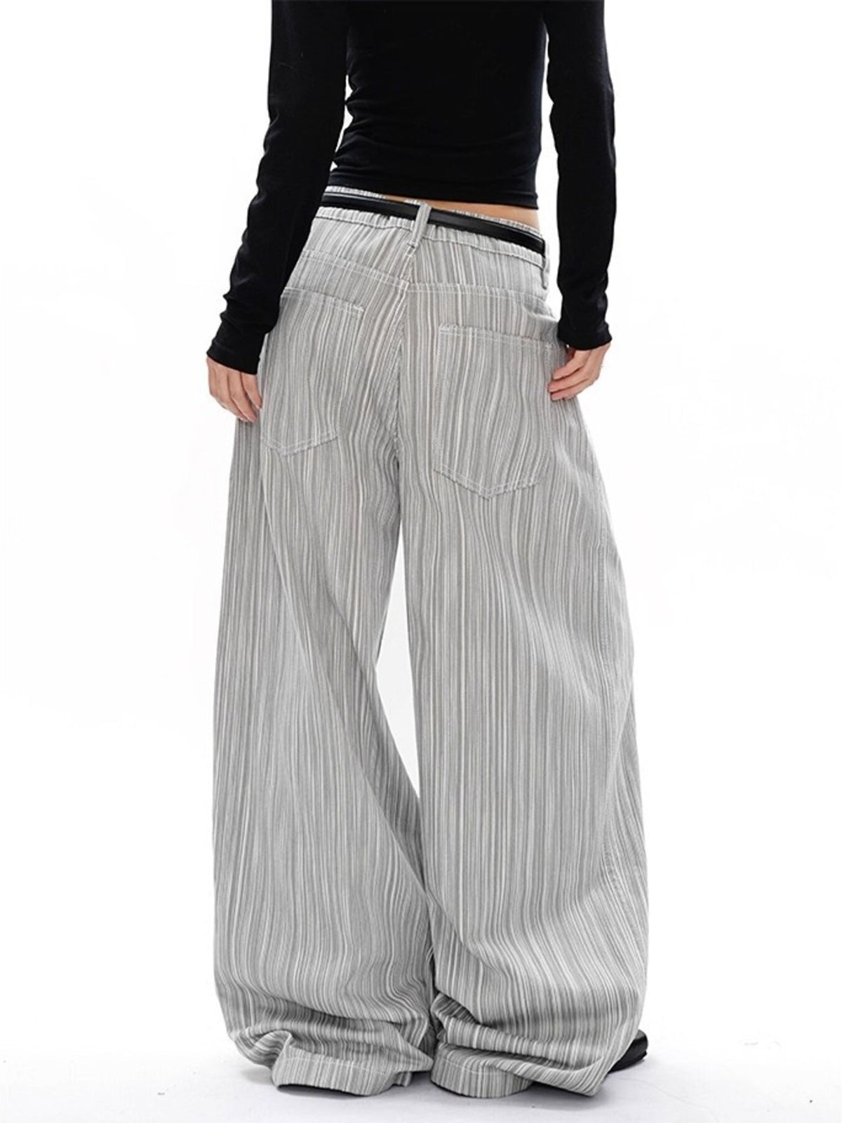 Men's Plus Size Wide Leg Pants in Gray, view 5