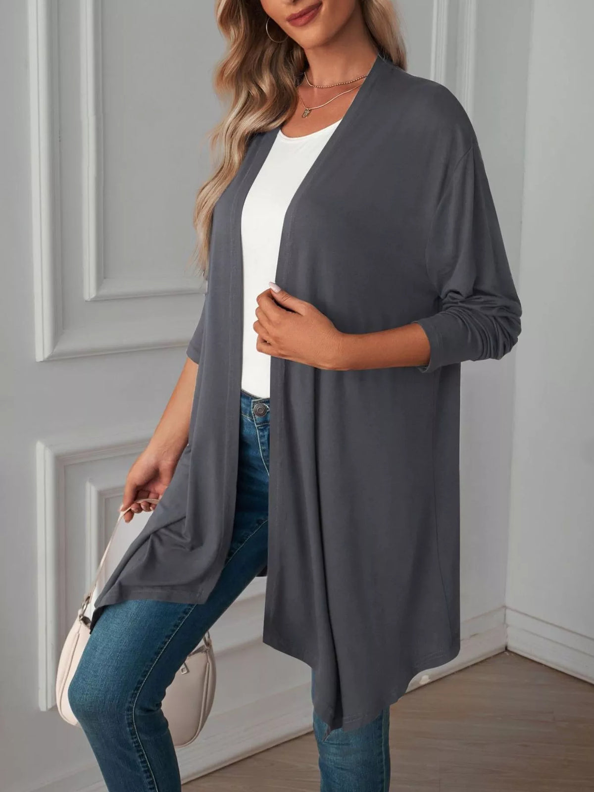 Lightweight Open Front Cardigan - Lilixa.store