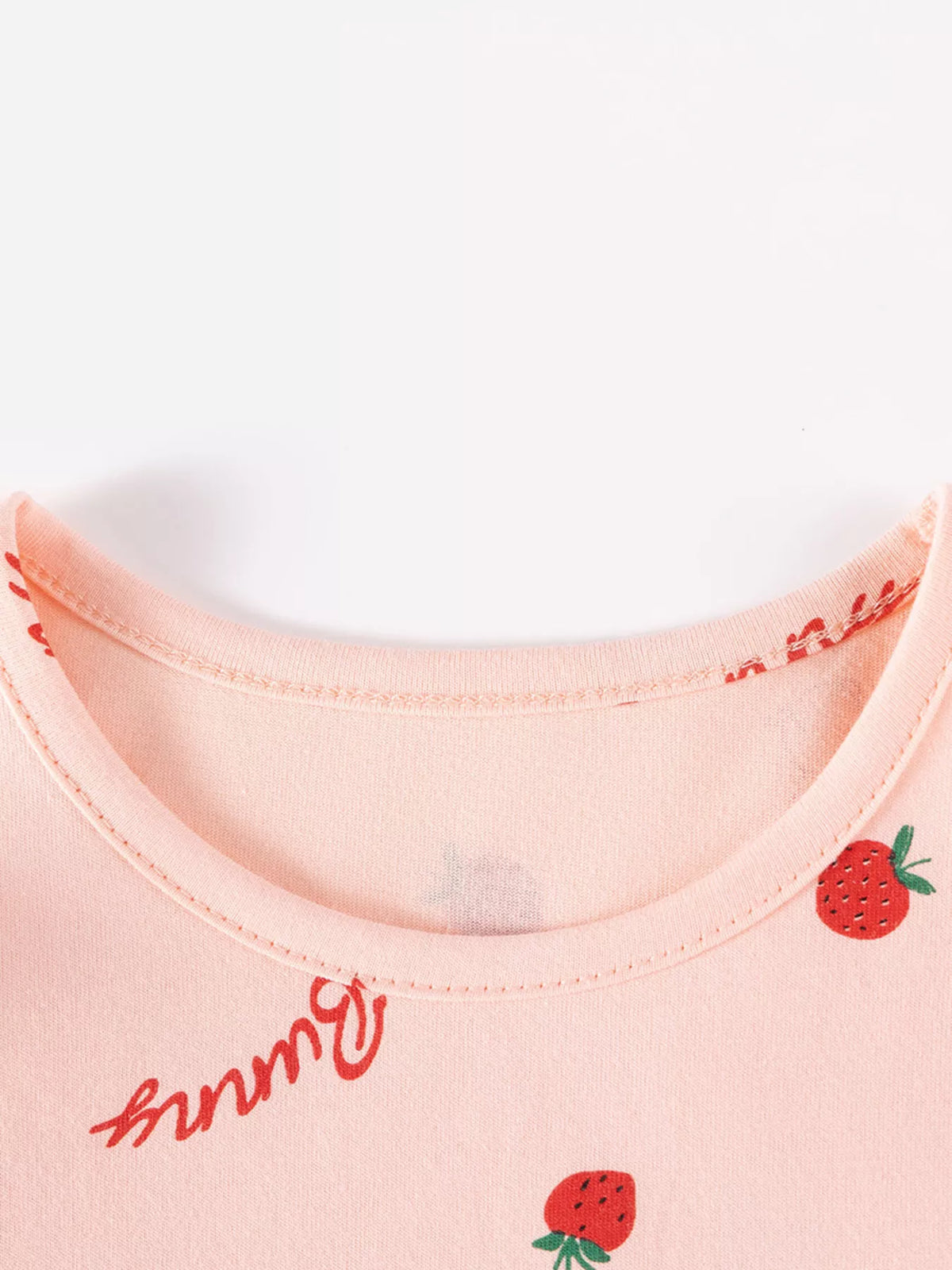 Children's Strawberry and Bunny Print Ruffled Long-Sleeve A-Line Dress - Lilixa.store