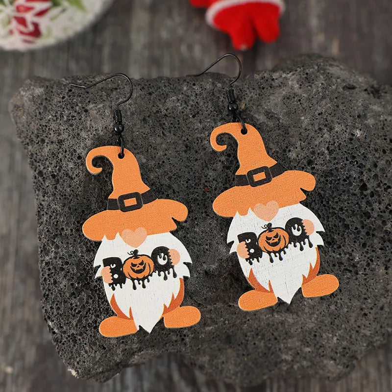 Wooden Dwarfs Pumpkin Dangle Earrings - Lilixa.store