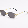Rimless Oval Sunglasses with Gold Frame - Lilixa.store