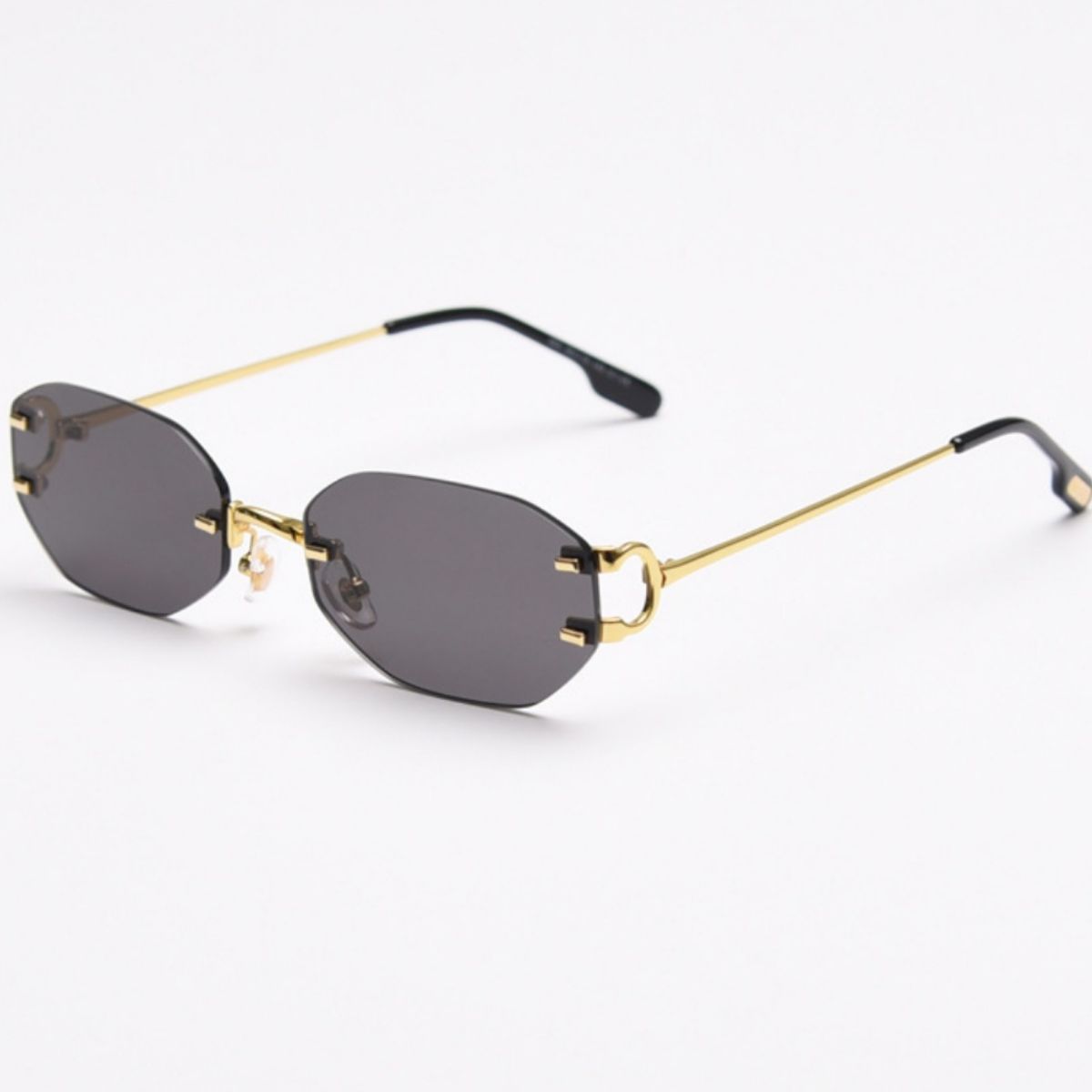 Rimless Oval Sunglasses with Gold Frame - Lilixa.store
