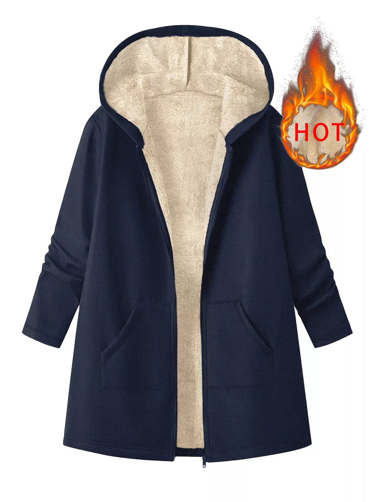 Fleece-Lined Zip Up Hooded Outerwear - Lilixa.store