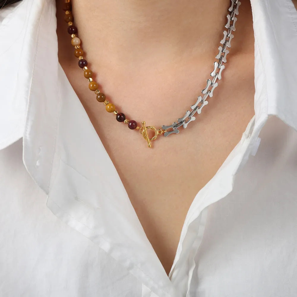 Titanium Steel Egg Yolk Stone Necklace - Lilixa.store