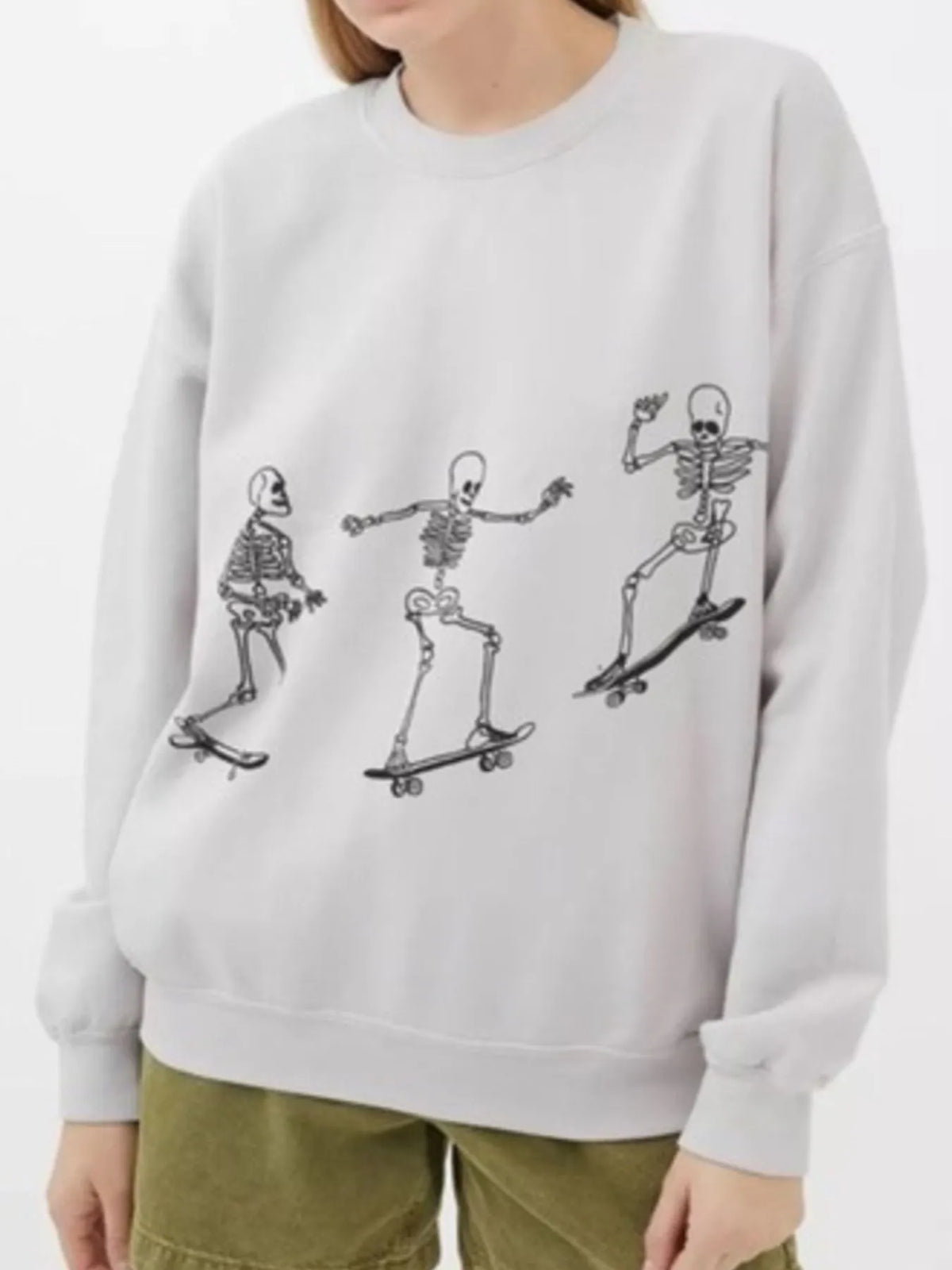 Skeleton Graphic Oversized Sweatshirt - Lilixa.store