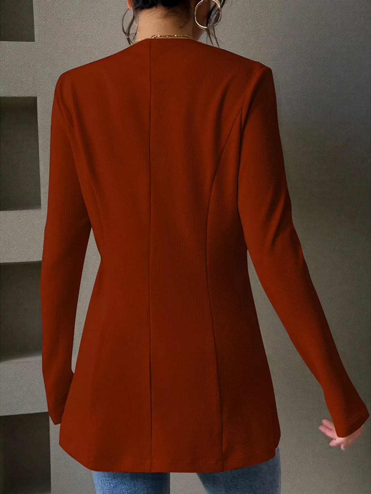 One Button Long Sleeve Blazer - Lilixa.store