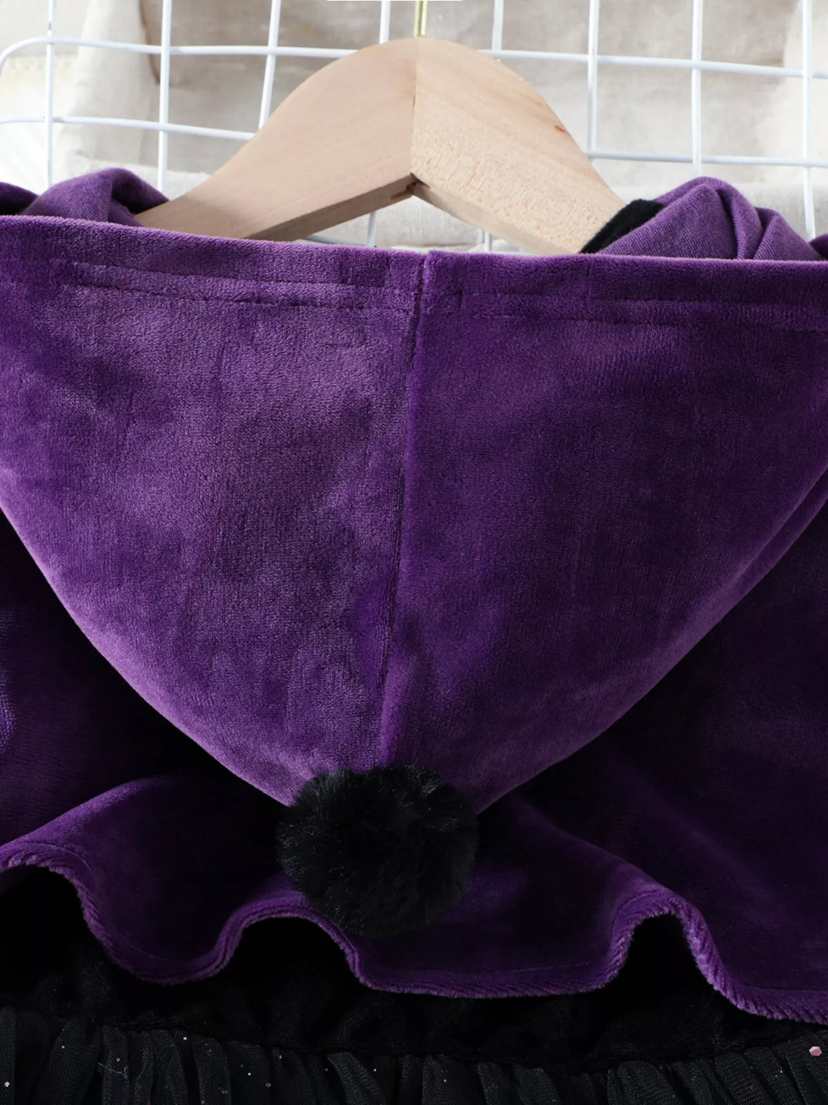 Children's Velvet Hooded Cape and Tulle Dress Halloween Witch Costume Set - Lilixa.store