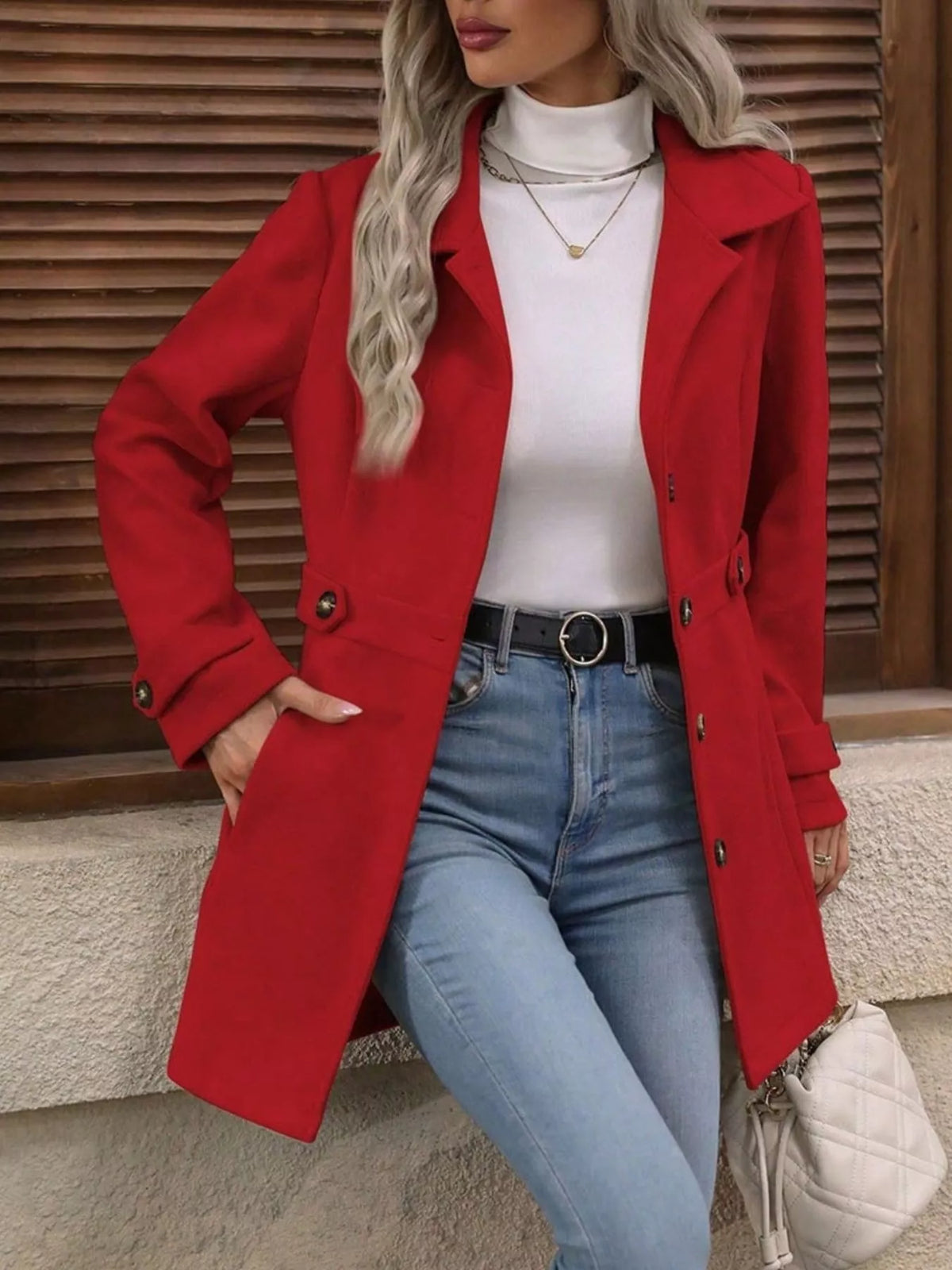 Single-Breasted Long Sleeve Coat - Lilixa.store