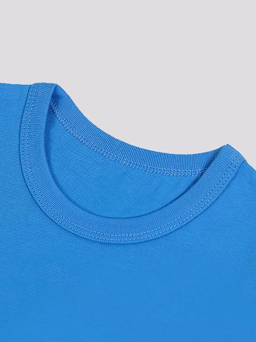 Children's Graphic Round Neck T-Shirt in Sky Blue, view 2