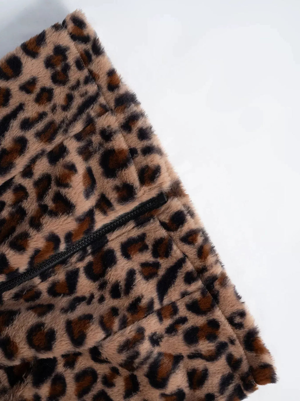 Leopard Zip Up Faux Fur Cropped Vest Coat - Lilixa.store