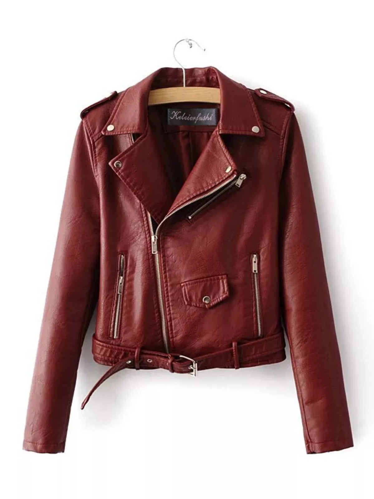 Full Size Zip Up Leather Motorcycle Biker Jacket Plus Size - Lilixa.store