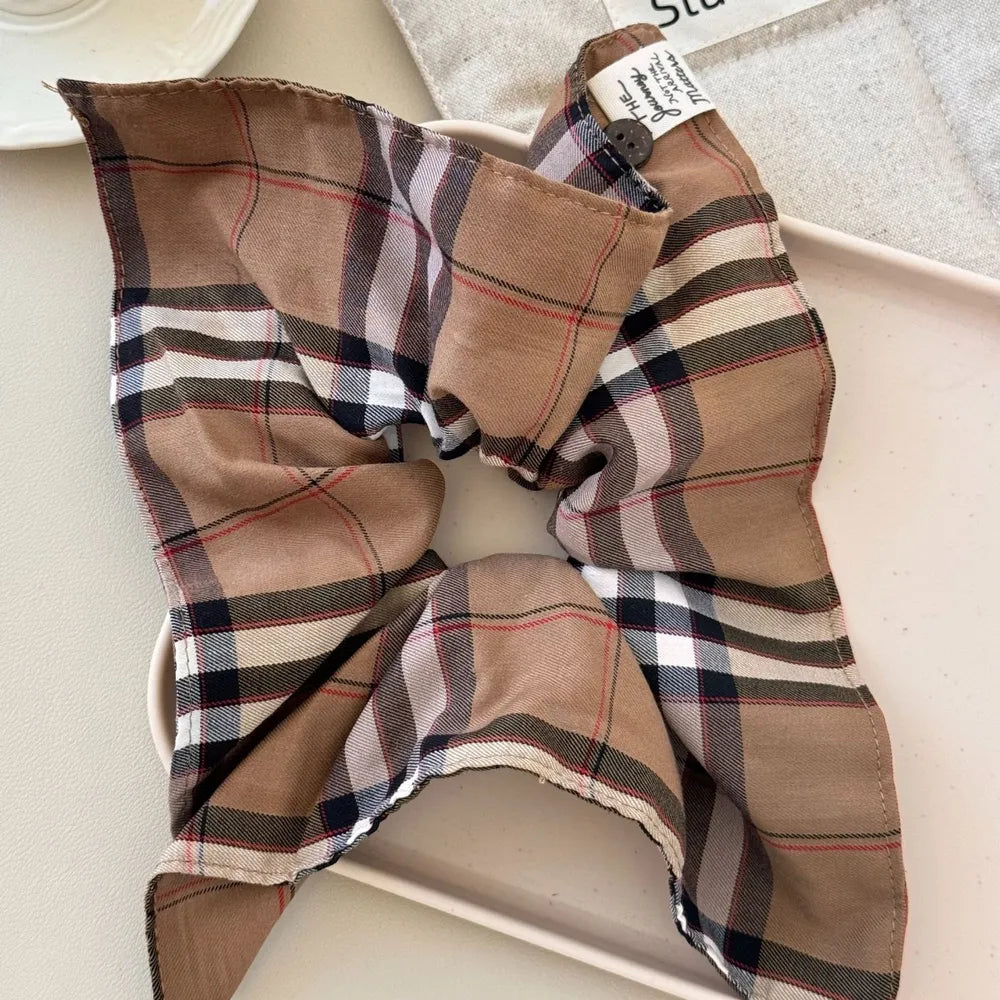 Contrast Plaid Elastic Hair Scrunchy - Lilixa.store