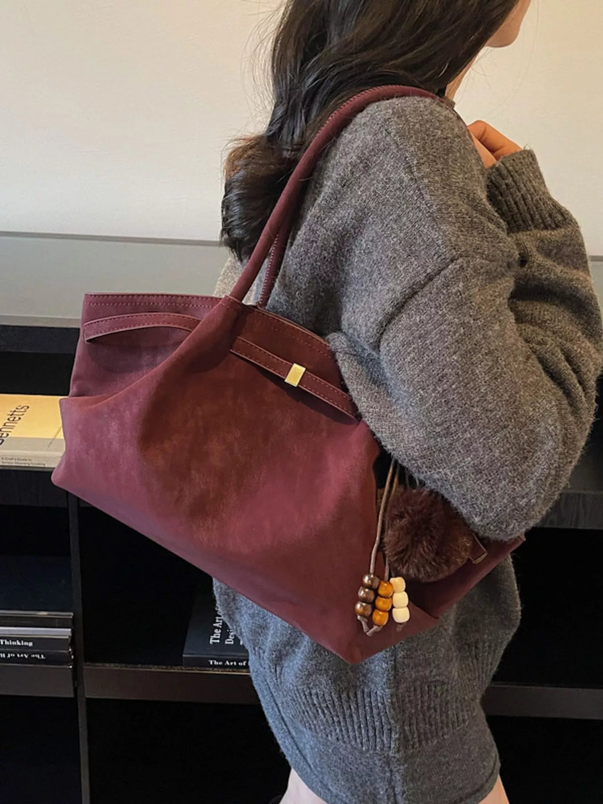 Decorative Tassel and Beads Tote Bag