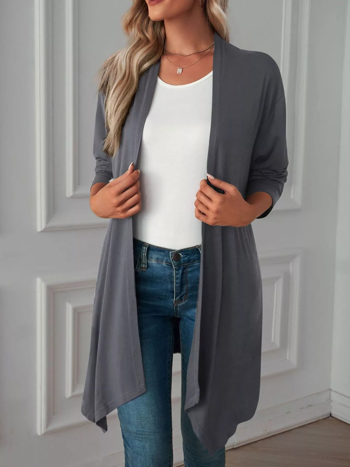 Lightweight Open Front Cardigan - Lilixa.store