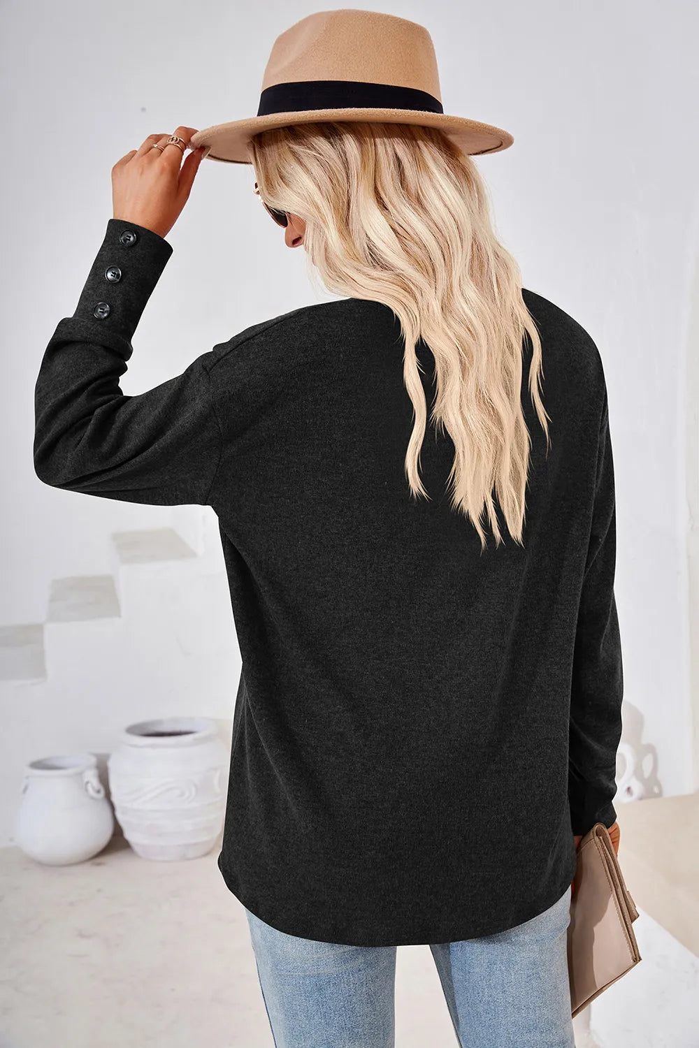 V-Neck Dropped Shoulder T-Shirt - Lilixa.store