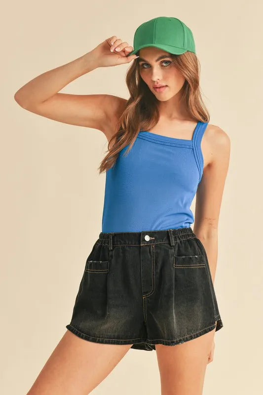 Aemi + Co Square Neck Wide Strap Tank - Lilixa.store