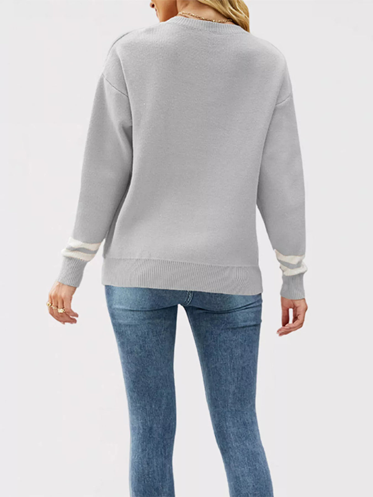 Letter Crew Neck Dropped Shoulder Sweater - Lilixa.store