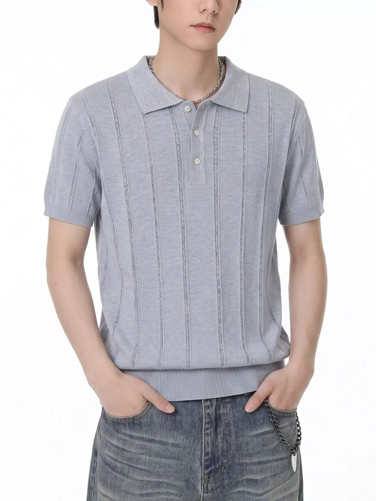 Men's Button Detail Short Sleeve Polo