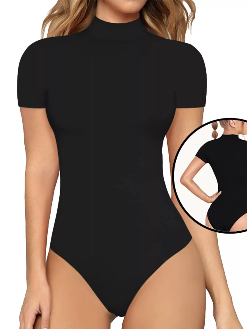Mock Neck Short Sleeve Bodysuit - Lilixa.store