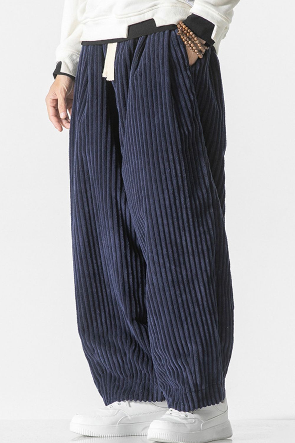 Men's Plus Size Corduroy Wide Leg Casual Pants, view 4