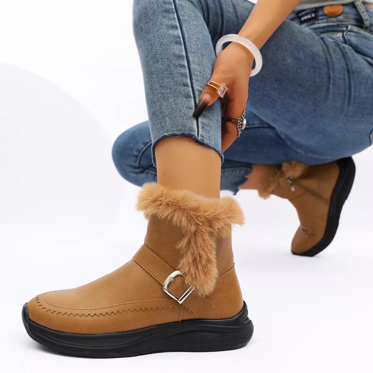 Faux Fur Lined Winter Ankle Boots - Lilixa.store
