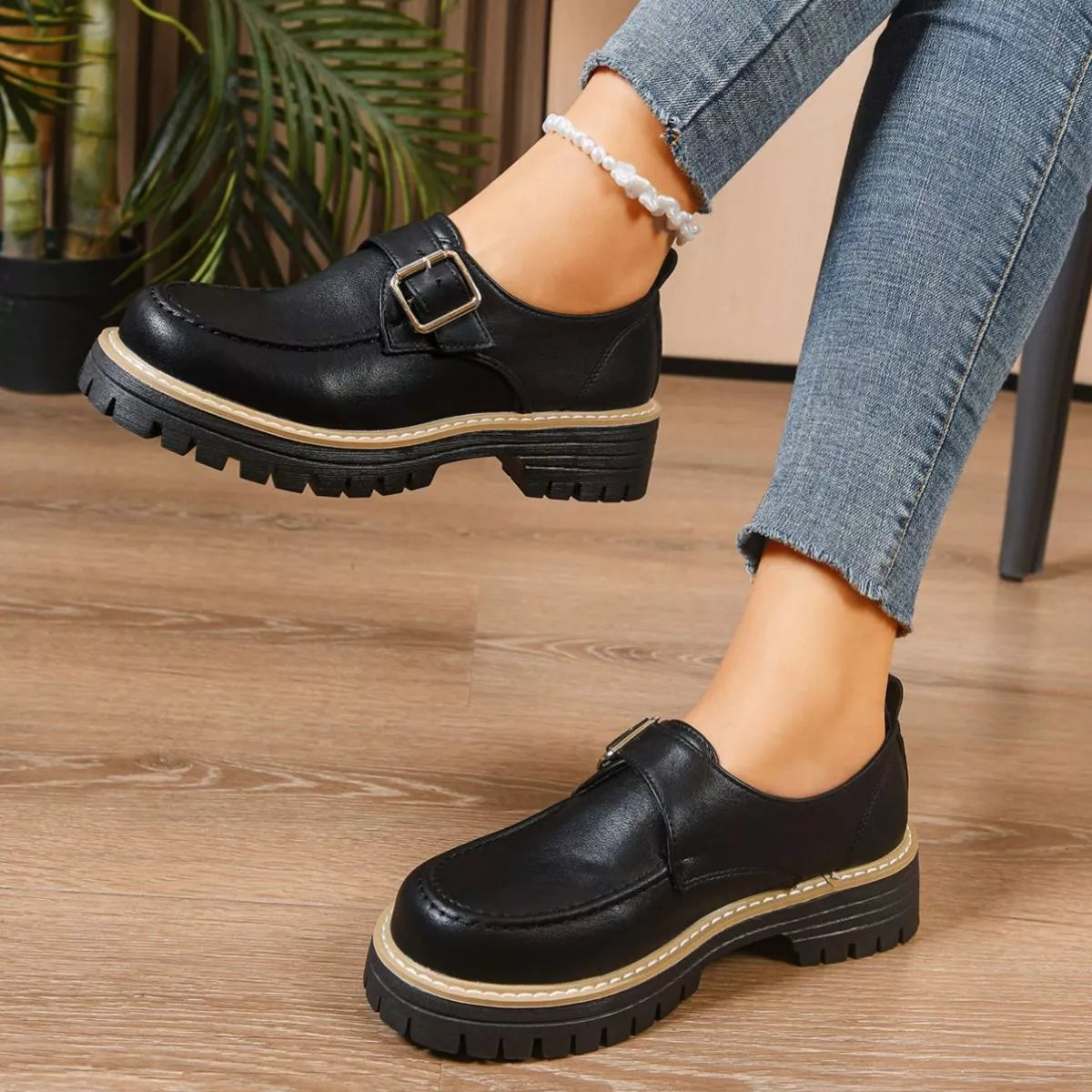 Round Toe Buckle Loafers, view 10