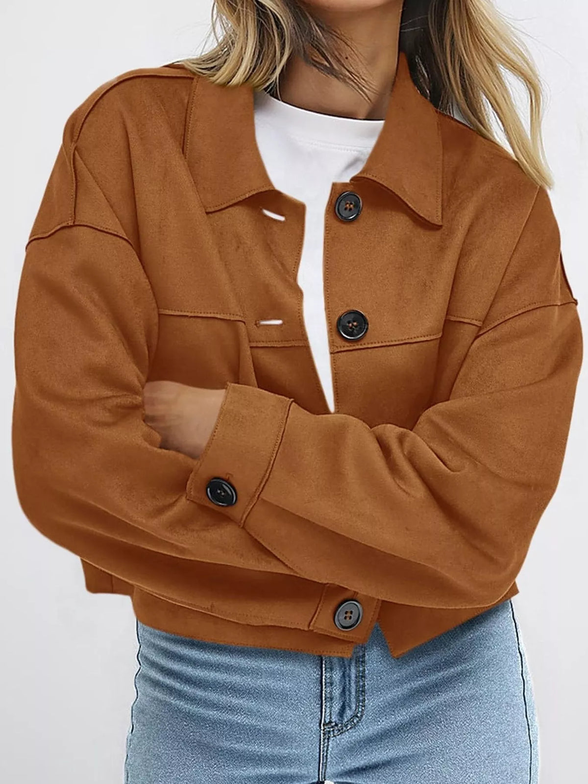 Button-Down Cropped Jacket