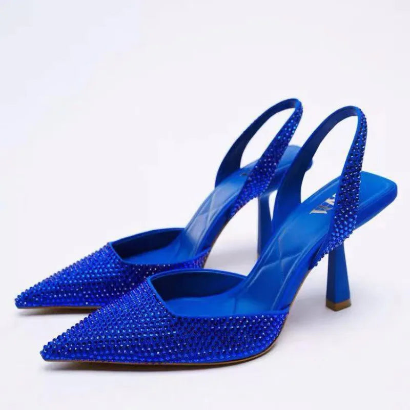 Rhinestone Slingback High Heel Pumps - Lilixa.store