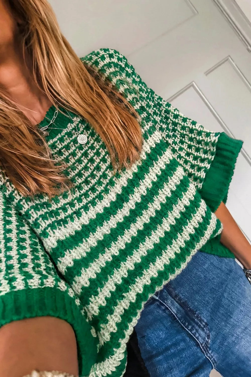 Striped Textured Knit Sweater - Lilixa.store