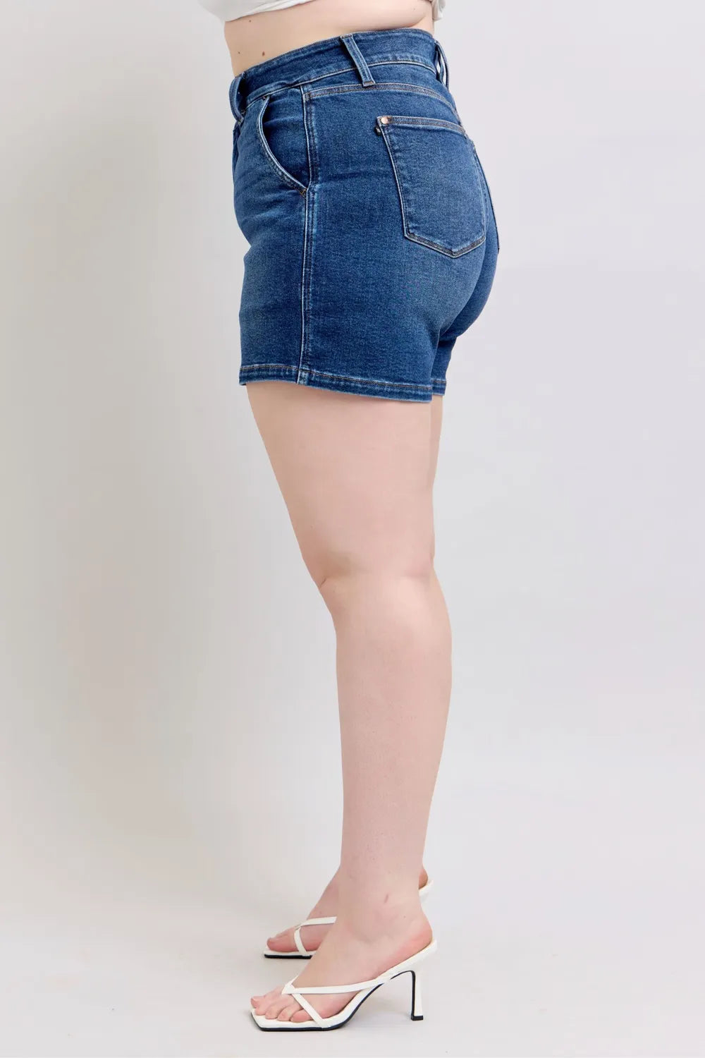 Judy Blue Full Size Double Button Waistband Denim Shorts Plus Size - Lilixa.store
