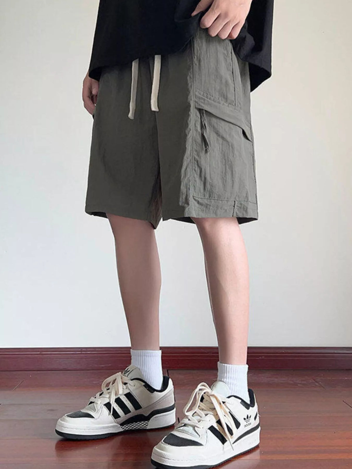 Men's Plus Size Cargo Shorts with Drawstring, view 4