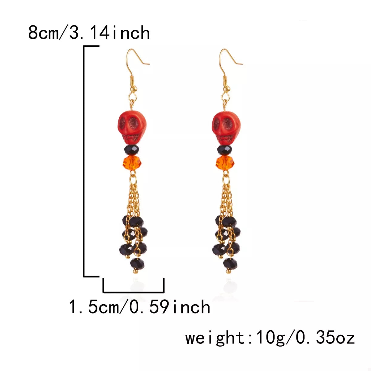 Halloween Skull Beaded Drop Earrings - Lilixa.store