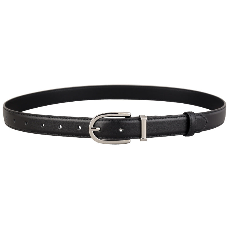 Classic Leather Belt with Silver Buckle - Lilixa.store
