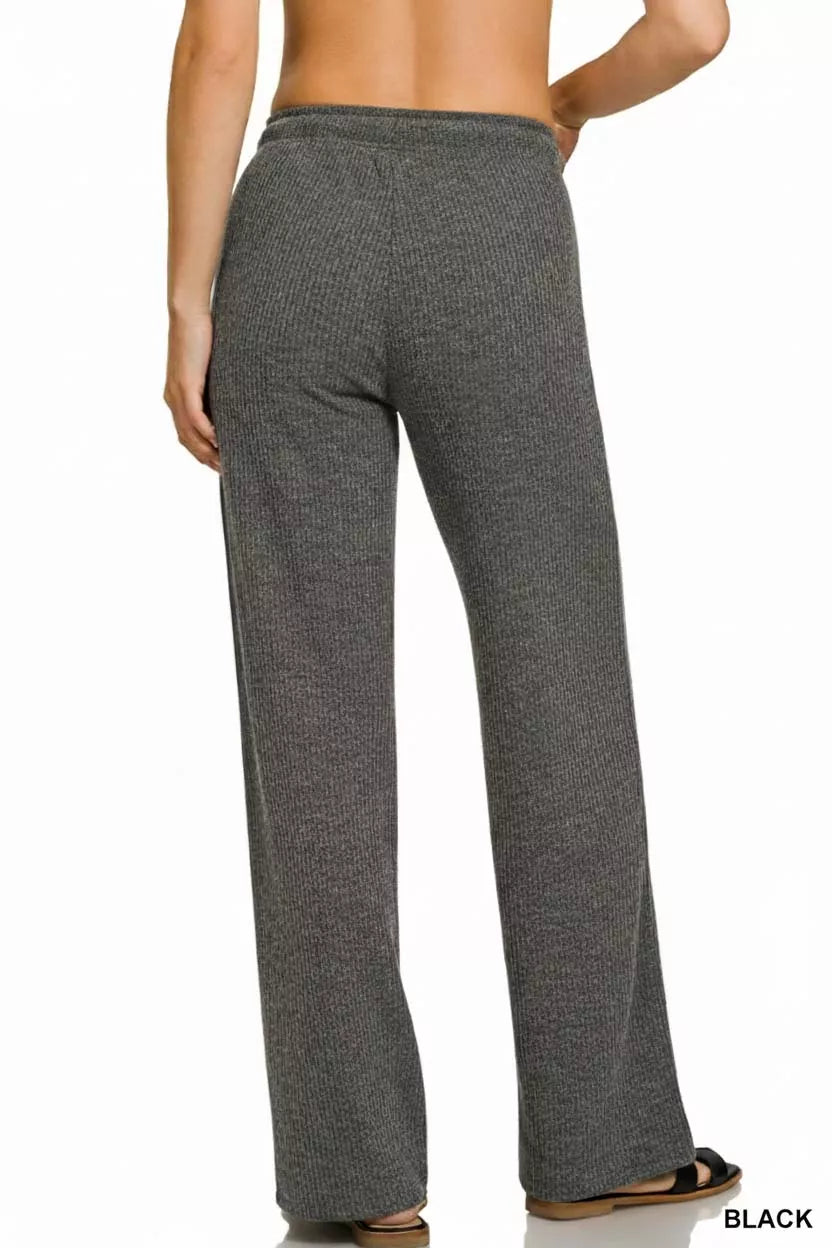 Zenana Ribbed Drawstring Lounge Pants - Lilixa.store
