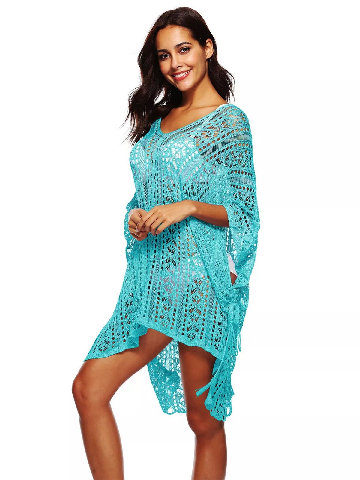 Crochet Knit V-Neck Cover-Up - Lilixa.store