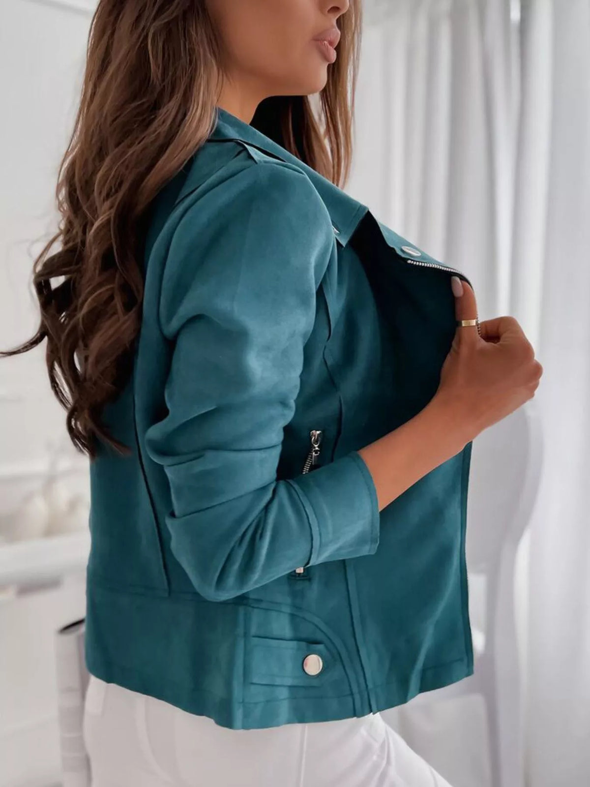Asymmetrical Zip Long Sleeve Jacket, view 7