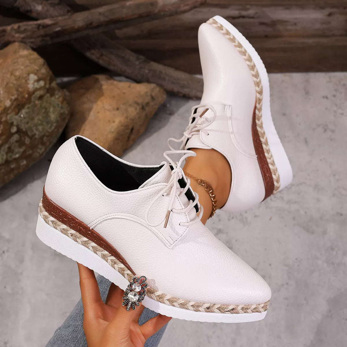 Point Toe Lace Up Sneakers - Lilixa.store