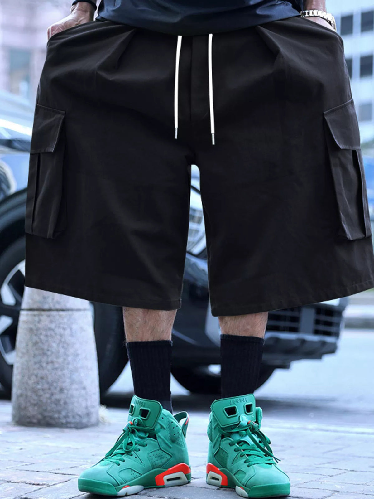 Men's Full Size Cargo Shorts with Drawstring Waist Plus Size - Lilixa.store