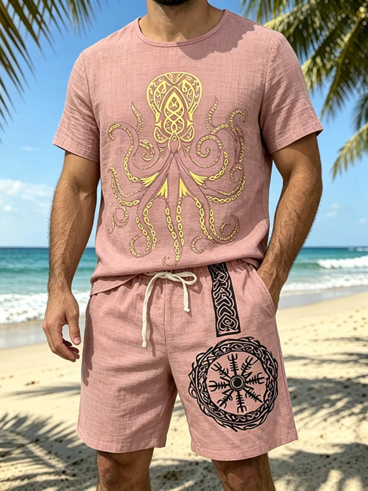 Men's Full Size Round Neck Tee and Shorts Set Plus Size - Lilixa.store