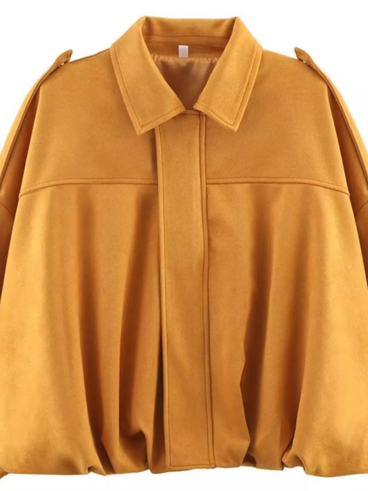 Collared Neck Dropped Shoulder Jacket - Lilixa.store