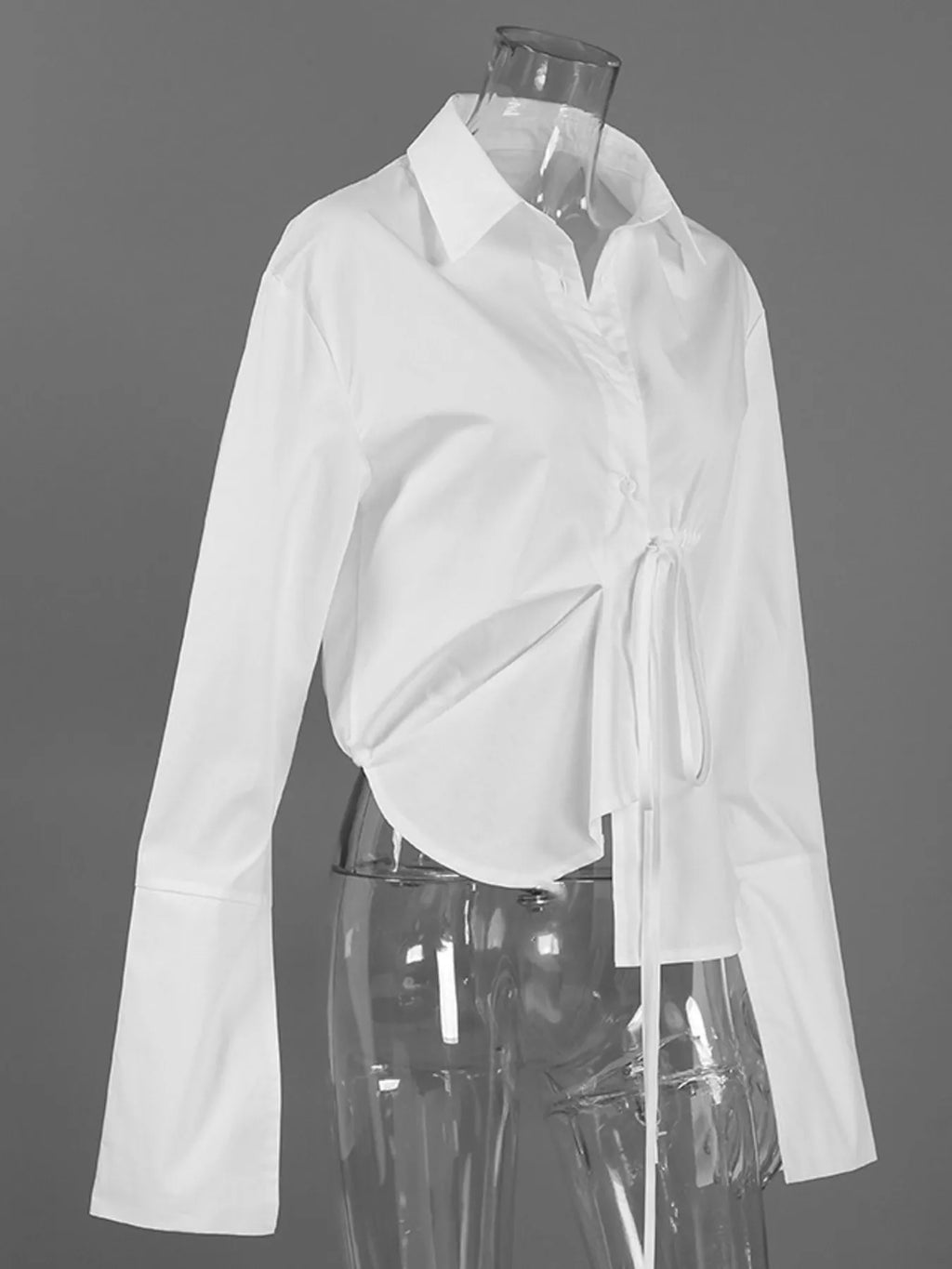 Tie-Waist Detail Wrap-Front Shirt - Lilixa.store