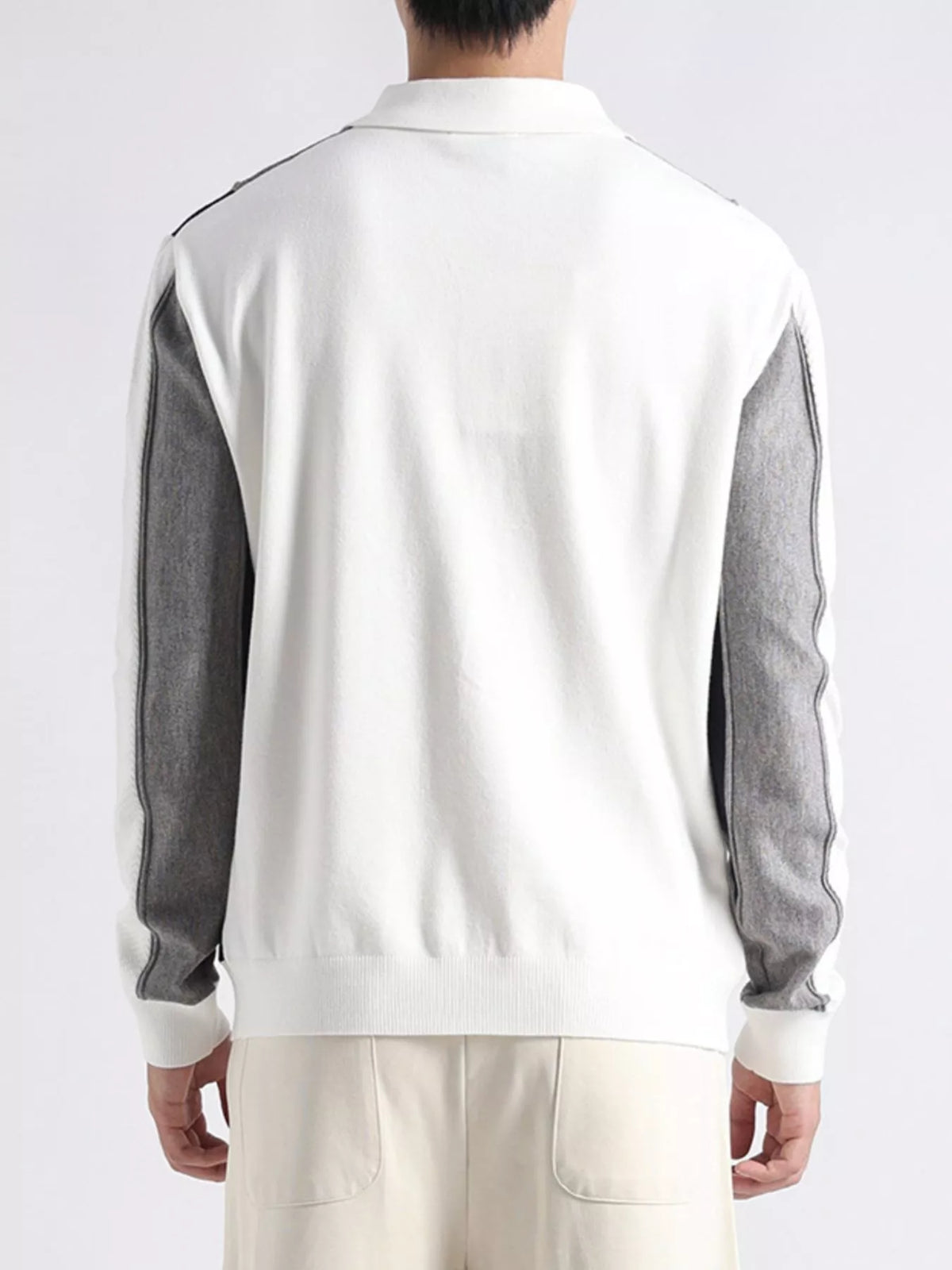 Men's Plus Size Color-Block Striped Polo Collar Knit Top - Lilixa.store