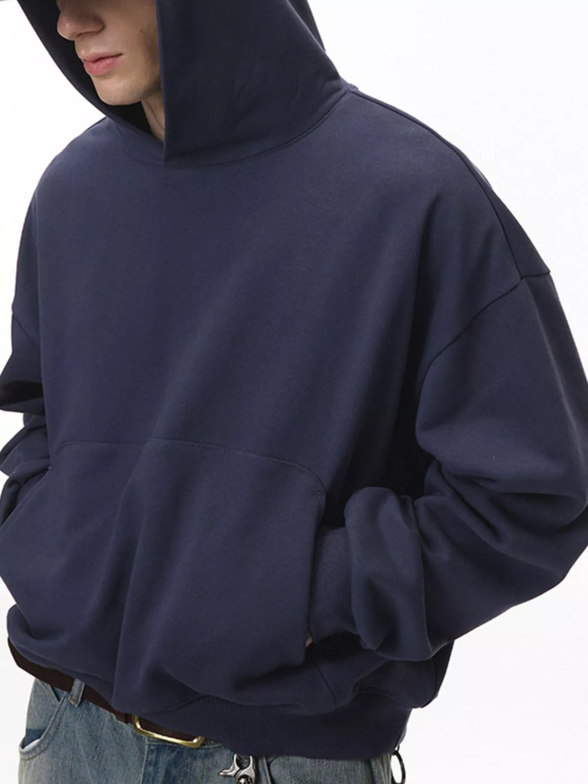 Men's Kangaroo Pocket Dropped Shoulder Hoodie - Lilixa.store