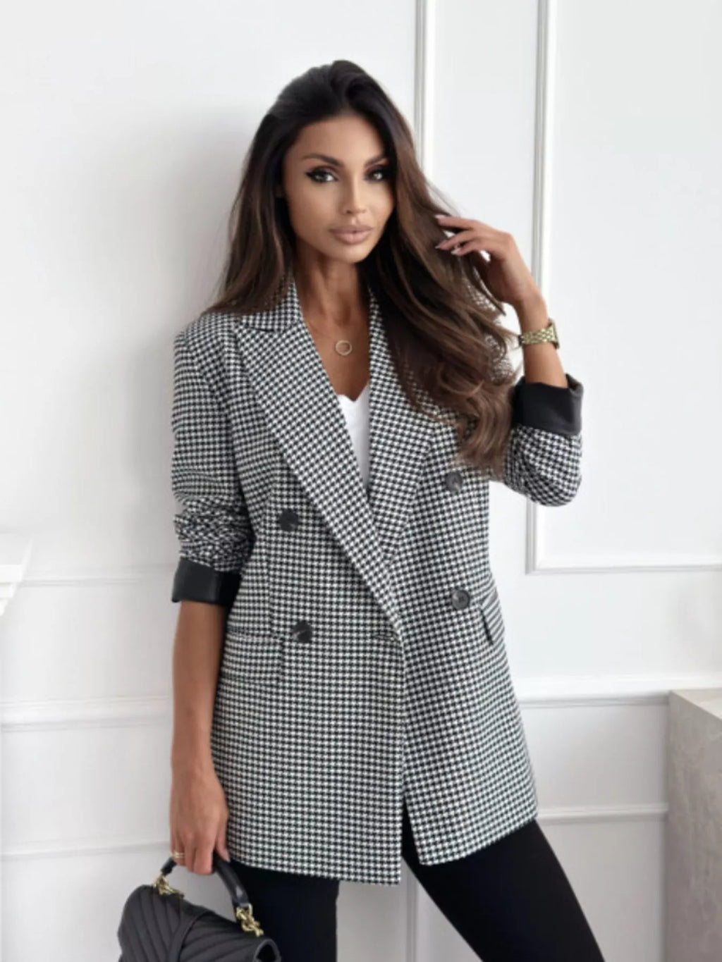 Lapel Collar Long Sleeve Blazer - Lilixa.store