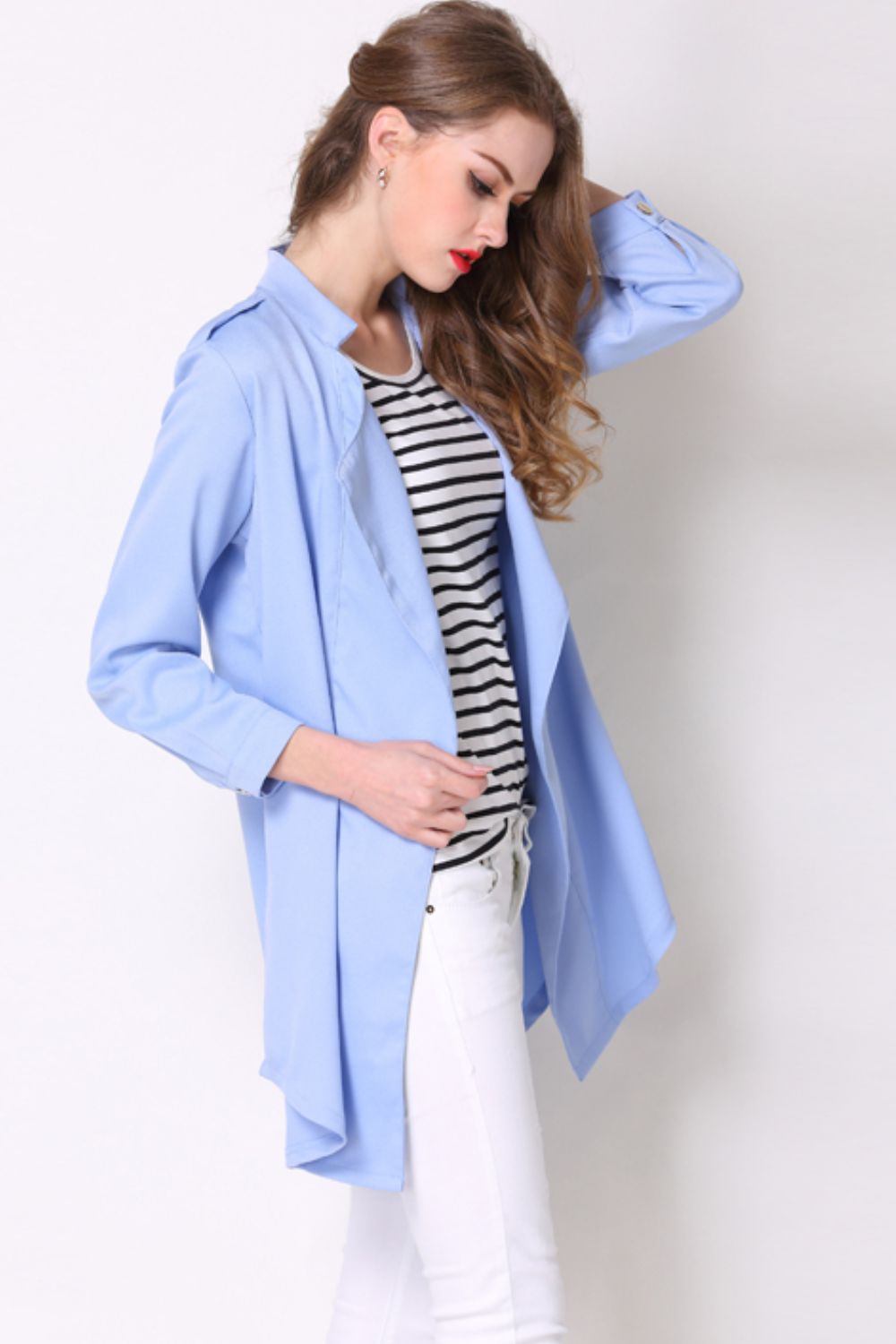 Full Size Open Front Longline Trench Coat - Lilixa.store